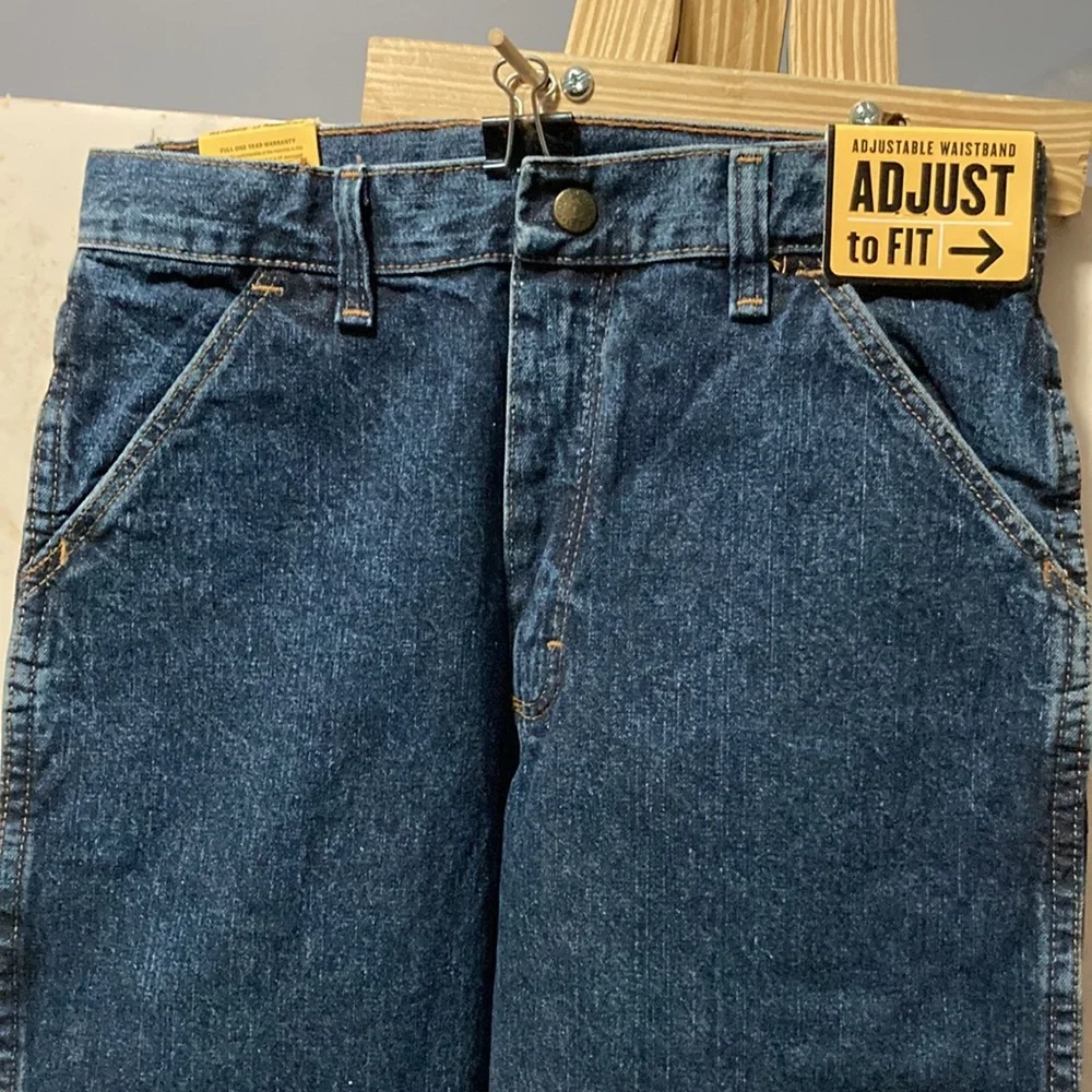 NWT, BOYS Sz 14 Wrangler Rustler Legendary Gold UTILITY JEANS, Adjustable Waist